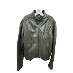 Drag Specialties Black Leather Motorcycle Jacket Weave Size 38 Fit Large